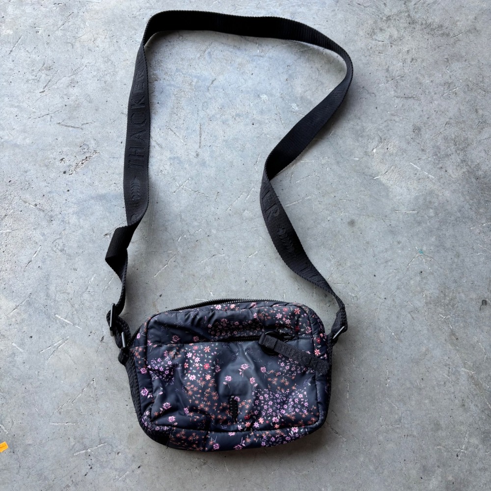 Thacker New York Floral Nylon Crossbody Bag Black Pink Utility Camera Bag